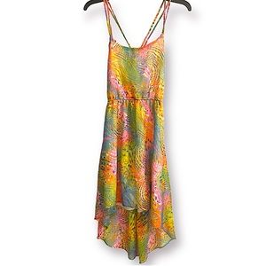 Tropical Colorful Strappy High Low Angie Dress | Floral Pattern Wedding Summer